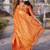Orange woven design zari silk blend banarasi saree