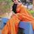 Orange woven design zari silk blend banarasi saree