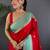 Red floral zari silk blend designer banarasi saree