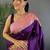 Purple floral zari silk blend designer banarasi saree