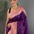 Purple floral zari silk blend designer banarasi saree