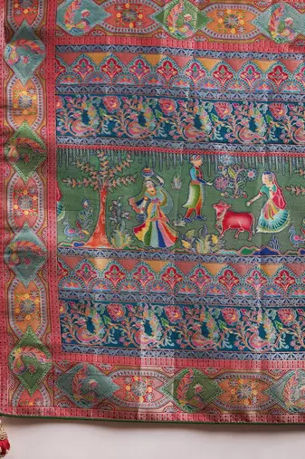 Red ethnic motifs banarasi saree