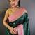 Green floral zari silk blend designer banarasi saree