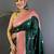 Green floral zari silk blend designer banarasi saree