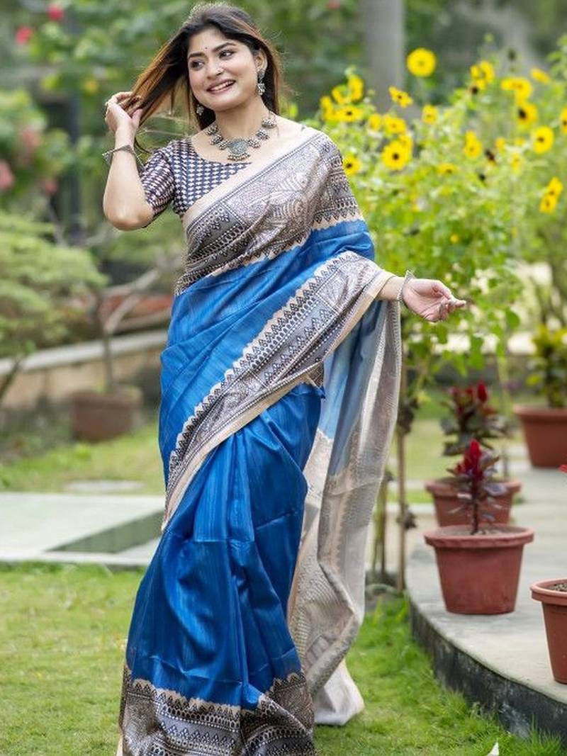 Blue  madhubani blue sarees