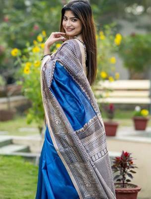 Blue  madhubani blue sarees 3