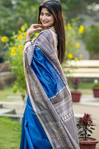 Blue  madhubani blue sarees