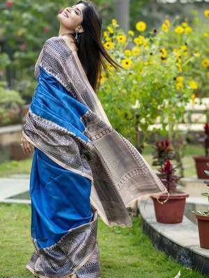 Blue  madhubani blue sarees 5