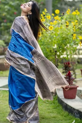Blue  madhubani blue sarees