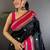 Black floral zari silk blend designer banarasi saree