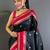 Black floral zari silk blend designer banarasi saree