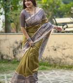 Olive  madhubani olive sarees