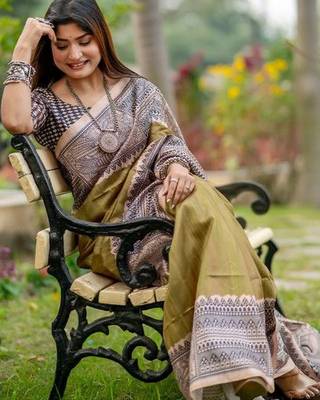 Olive  madhubani olive sarees 2