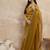 Mustard organza solid with stone work border saree with unstitched blouse piece