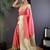 Pink floral zari silk blend designer banarasi saree