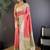 Pink floral zari silk blend designer banarasi saree