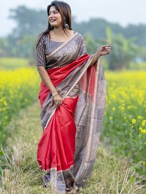 Red  madhubani red sarees 1