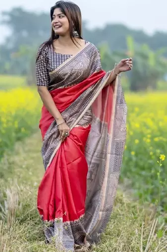 Red  madhubani red sarees