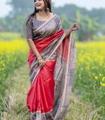 Red  madhubani red sarees