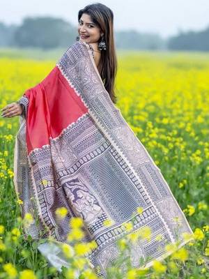 Red  madhubani red sarees 3