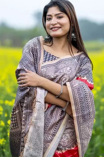 Red  madhubani red sarees