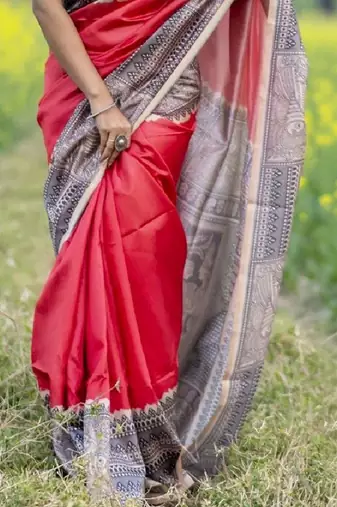 Red  madhubani red sarees