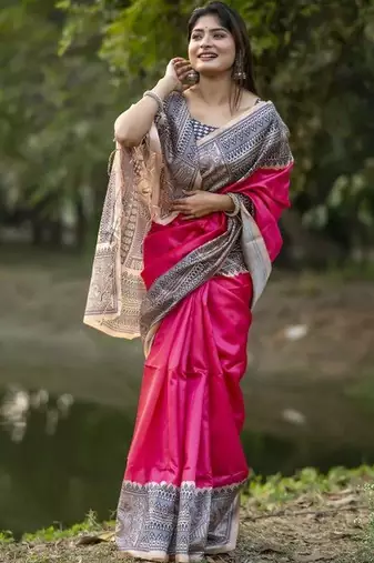 Pink  madhubani pink sarees