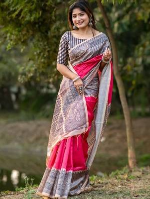 Pink  madhubani pink sarees 2