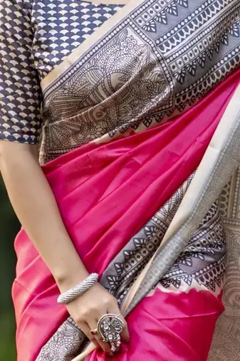 Pink  madhubani pink sarees
