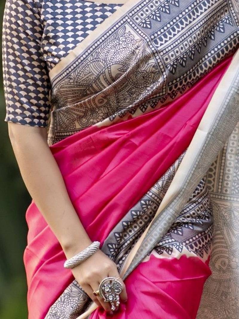 Pink  madhubani pink sarees