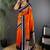 Orange floral zari silk blend designer banarasi saree
