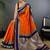 Orange floral zari silk blend designer banarasi saree
