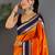 Orange floral zari silk blend designer banarasi saree