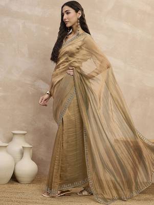 Beige organza designer saree 2