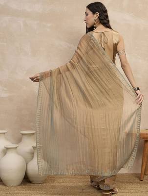 Beige organza designer saree 3