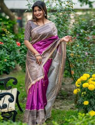 Purple  madhubani magenta sarees 1