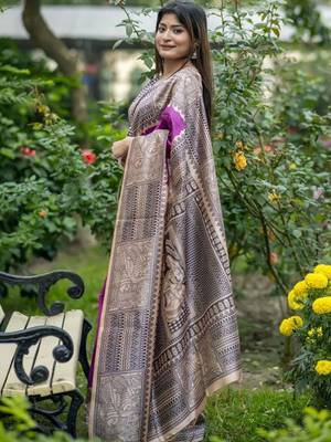 Purple  madhubani magenta sarees 2