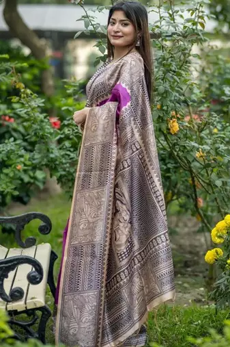 Purple  madhubani magenta sarees