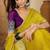 Yellow embellished embroidered poly chiffon heavy work saree