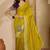 Yellow embellished embroidered poly chiffon heavy work saree
