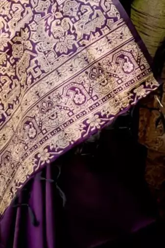 Purple ethnic motifs zari handloom bhagalpuri saree