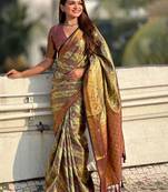 Maroon women woven design kanjeevaram saree