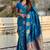 Blue women woven design zari banarasi saree