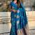 Blue women woven design zari banarasi saree