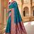 Teal ethnic motifs zari silk blend handloom banarasi saree
