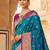 Teal ethnic motifs zari silk blend handloom banarasi saree