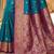 Teal ethnic motifs zari silk blend handloom banarasi saree