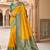 Yellow ethnic motifs zari silk blend heavy work banarasi saree