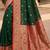 Green ethnic motifs zari silk blend banarasi saree