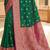 Green ethnic motifs zari silk blend handloom banarasi saree